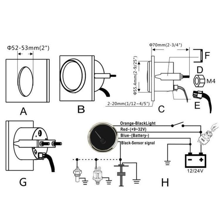 PMW2 DN52mm รถ รถบรรทุก RV Conversion Water Tank ตารางระดับน้ำ, PMW2 BN, PMW2 WS, PMW2 BS