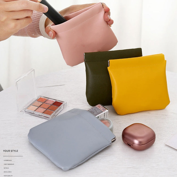 3PCS ลิปสติกแบบพกพา PU Case Mini Coin Cases Headphones Bag, Yellow, Pink, Light Blue, Light Grey, Black