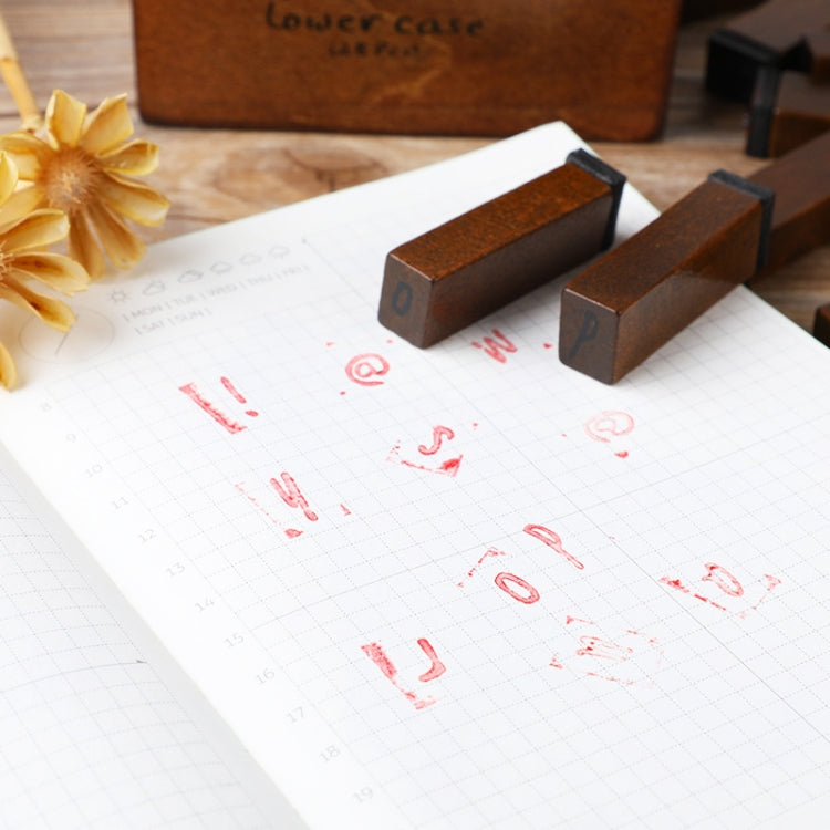 E13 28 ชิ้น/เซ็ตตัวอักษรไม้วินเทจและคู่มือไดอารี่ตัวเลข DIY แสตมป์, Regular Capital, Regular Lowercase, Cursive Capital, Cursive Lowercase