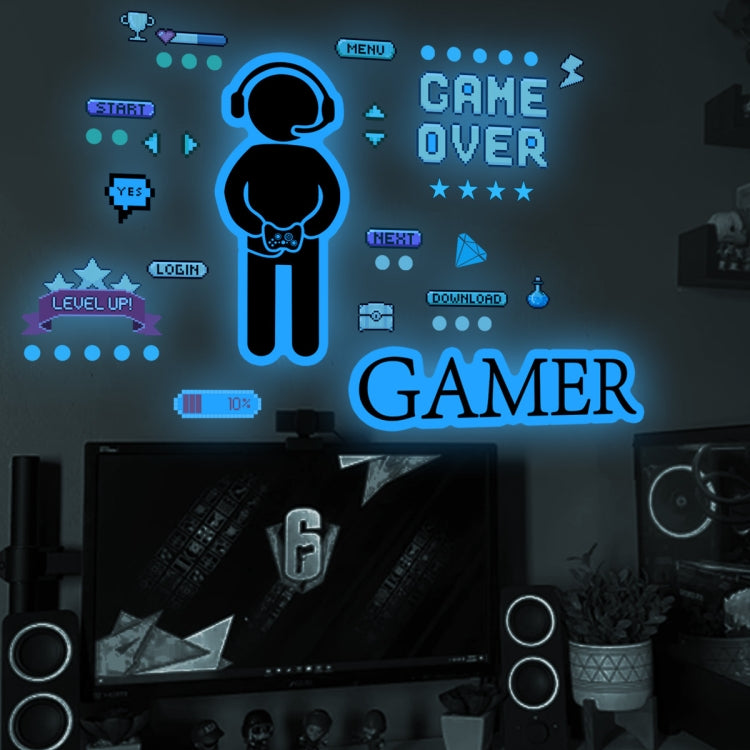 ZSG201 Gamepad สติ๊กเกอร์เรืองแสงห้องนั่งเล่นห้องนอนติดด้วยตนเองสติ๊กเกอร์ตกแต่งผนังเรืองแสง, สี:, Green Light, Blue Light