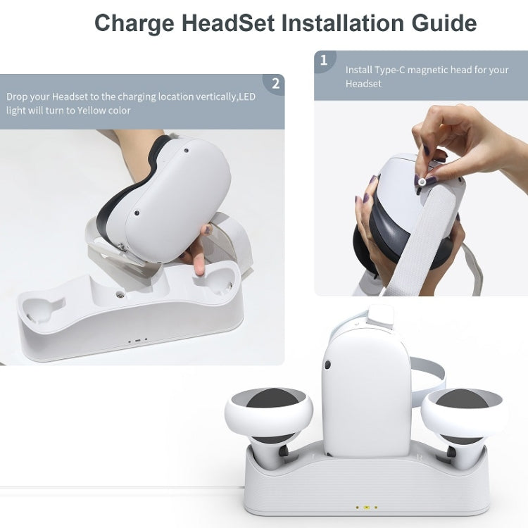 JYS OC003 สำหรับ Oculus quest 2 VR แว่นตา Grip ที่ชาร์จฐานแม่เหล็ก, Magnetic Base Charger
