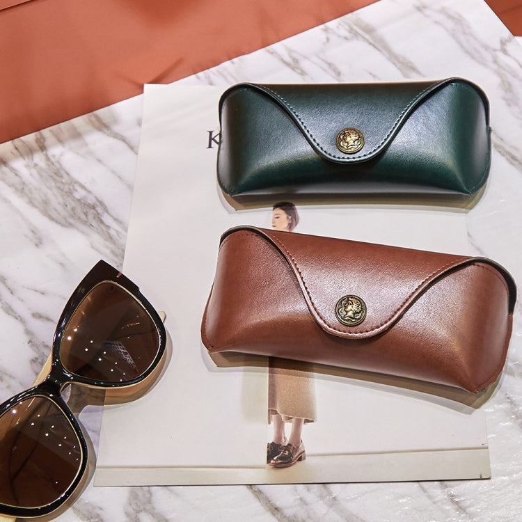 E5521 กล่องเก็บแว่นตาหนัง PU ย้อนยุคเรียบง่าย, PU Green, PU Brown