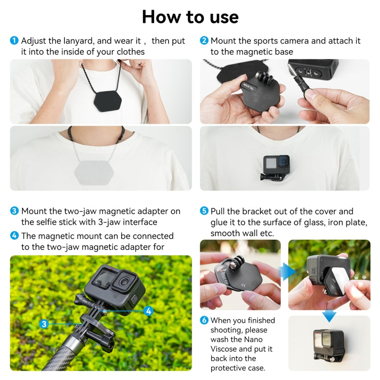 TELESIN Magnetic Action Camera Mount แท่นยึดแบบปลดเร็ว, ข้อมูลจำเพาะ:, TE-MMK-002 Ordinary, TE-MMK-002 Extended