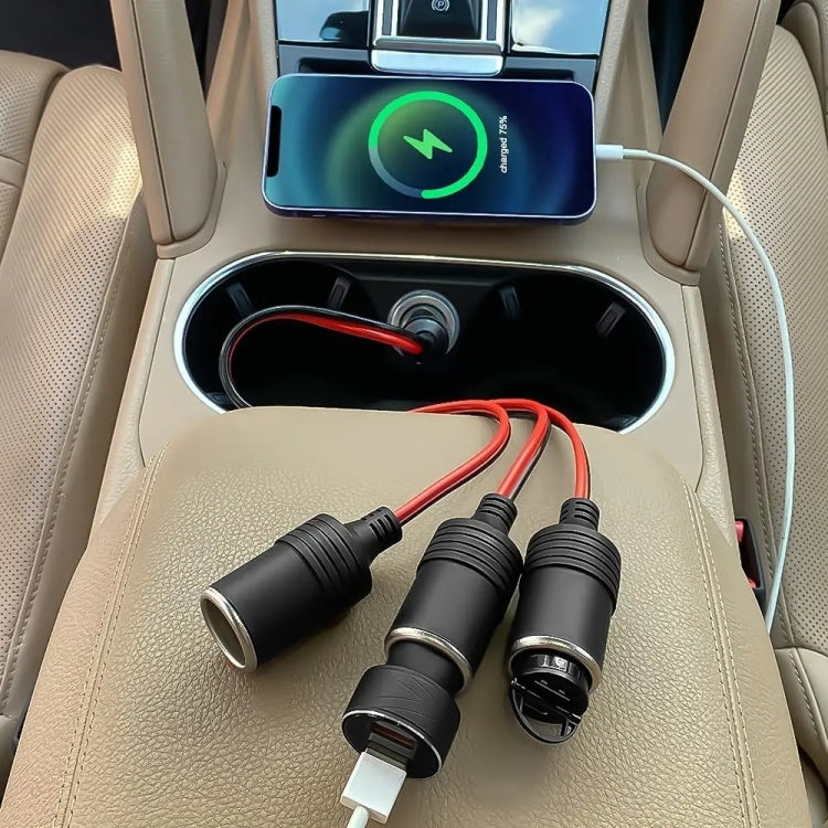 4 In 1 Auto High Power เครื่องชาร์จที่จุดบุหรี่ในรถยนต์, 4 Holes Cigarette Lighter