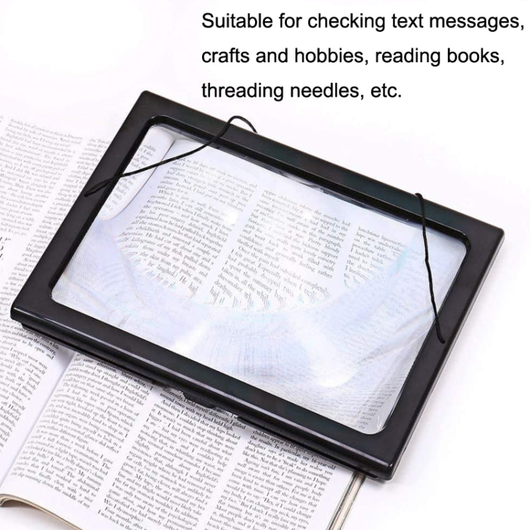 WJ10015 ไฟ LED อ่านแบบเต็มหน้าแว่นขยายวงเล็บพับสามมิติ, 3X Magnifying Glass