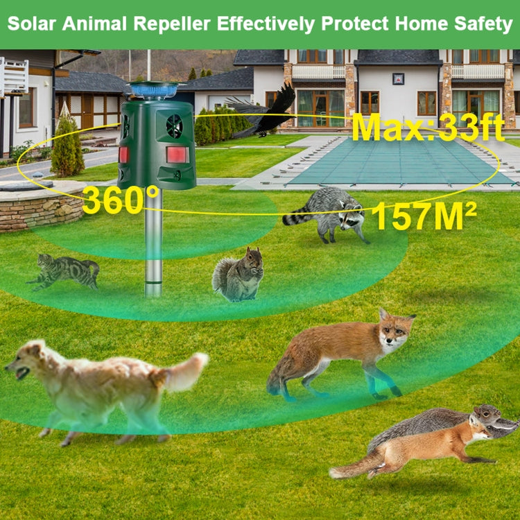 SK698 เครื่องไล่สัตว์พลังงานแสงอาทิตย์ 360 องศา Strobe Light Bird Repeller Ultrasonic Rat Repeller, Ultrasonic Rat Repeller