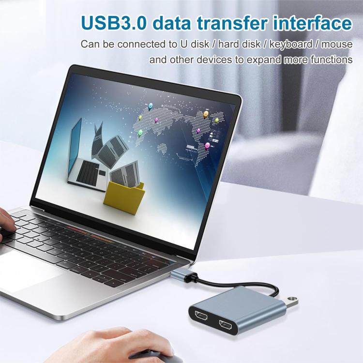 USB 3.0 เป็น Dual HDMI High Definition Converter 4K USB ตัวขยายหน้าจอเดียวกัน, USB 3.0 To Dual HDMI