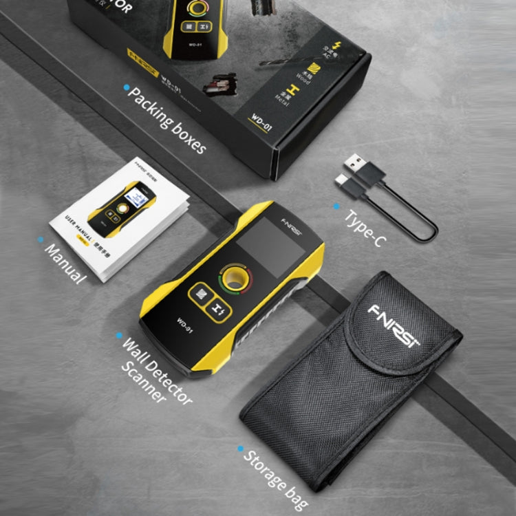 FNIRSI WD-01 เครื่องตรวจจับโลหะลวดติดผนังแบบมัลติฟังก์ชั่นเครื่องสแกนสายมืด, WD-01
