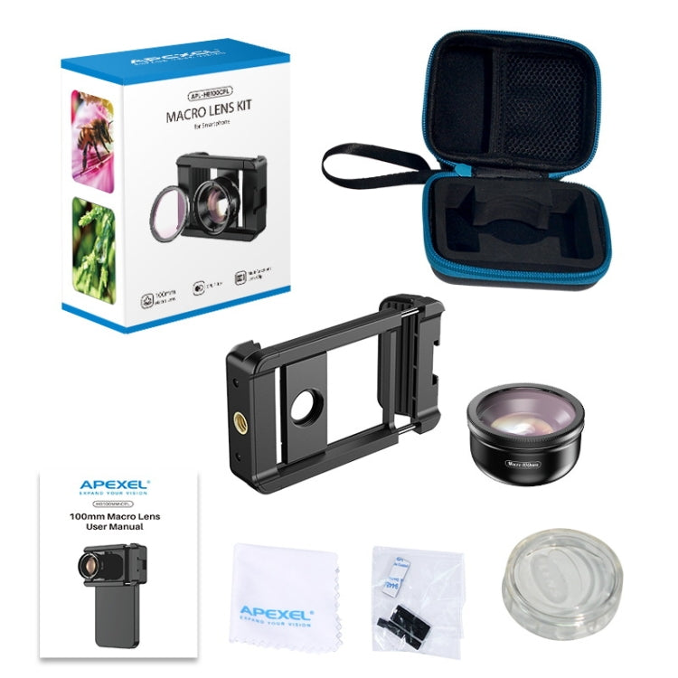 APEXEL CM-HB100CPL HB100mm HD เลนส์มาโครภายนอกสำหรับโทรศัพท์มือถือพร้อม CPL, CM-HB100CPL