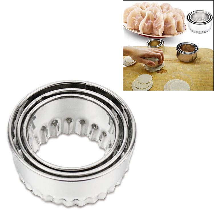 3 ชิ้น/เซ็ตสแตนเลสรอบเกี๊ยวห่อแม่พิมพ์ชุดเครื่องตัด Maker เครื่องมือ, Circular, Sawtooth