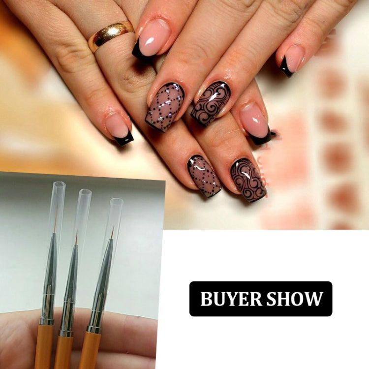 3 PCS Gold Nail Art Lines ภาพวาดปากกาแปรง Professional UV Gel Polish Tips 3D Design Manicure Drawing Tool Kit