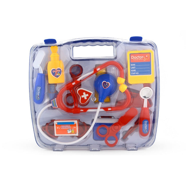 จำลองหูฟังชุดกล่องยาแบบพกพาหมอเด็กบทบาทเล่นของเล่น, Stethoscope Set (Purple), Stethoscope Set (Blue)