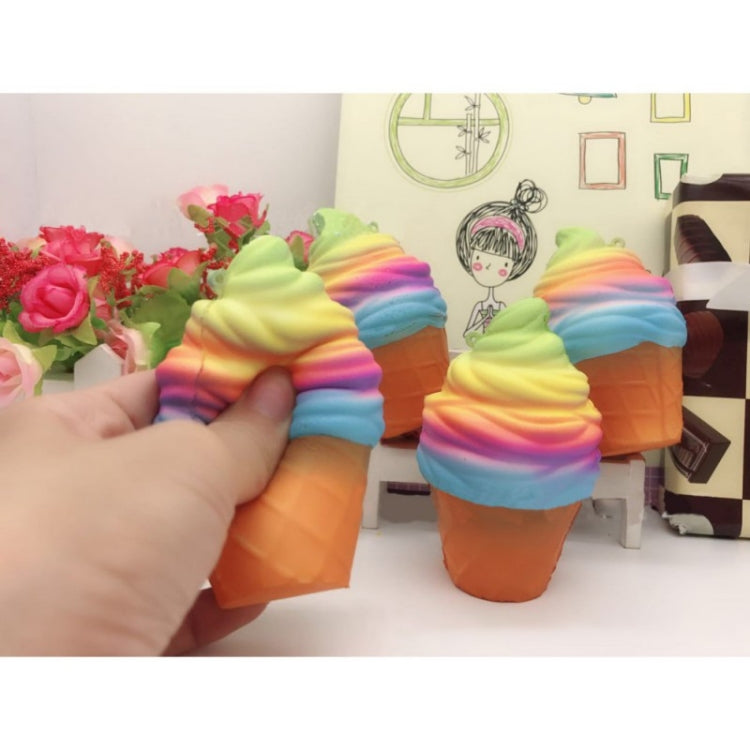 2 PCS Rainbow Ice Cream Cone ของเล่นบีบอัดพร้อมเชือก, rainbow ice cream