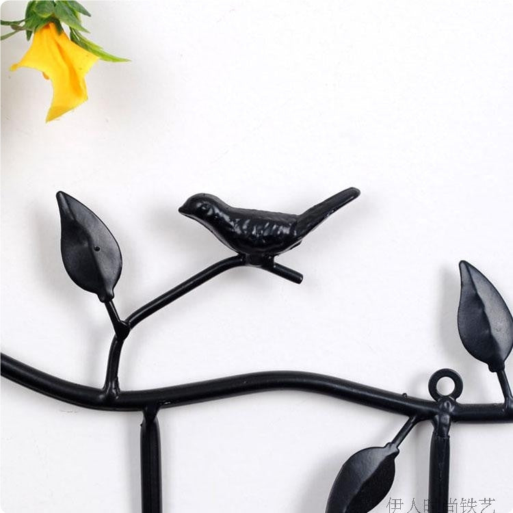 2 ชิ้น Wrought Iron Birds รูปแบบตกแต่งตะขอเสื้อผ้าที่เรียบง่าย