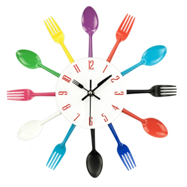มีดครัวผนังนาฬิกาช้อนส้อมควอตซ์สร้างสรรค์ติดผนังนาฬิกาออกแบบตกแต่ง Horloge, White, Green, Black, Color