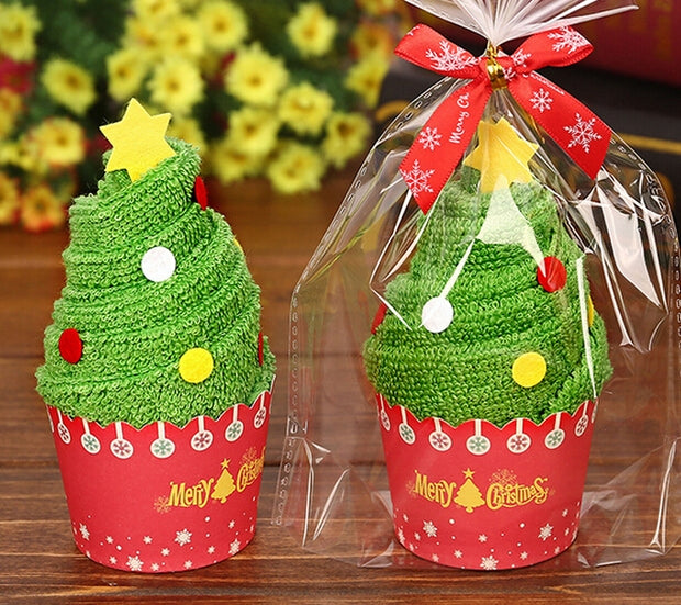 คริสต์มาสสร้างสรรค์เค้กผ้าขนหนูของขวัญ Washcloth คริสต์มาสน่ารักผ้าขนหนูนำเสนอ