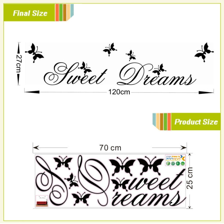 2 PCS Sweet Dreams สติ๊กเกอร์ติดผนังห้องนอน DIY ตกแต่งบ้าน