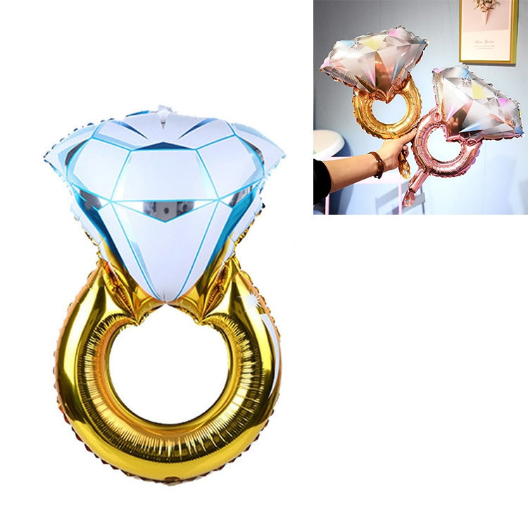 10 ชิ้นงานแต่งงานห้องแต่งงานตกแต่งบอลลูนแหวนเพชรฟอยล์บอลลูน, Large Gold Diamond, Super Big Diamond Ring