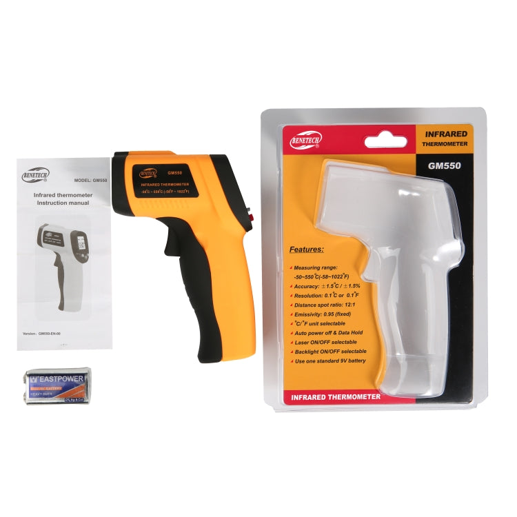 GM550 เครื่องวัดอุณหภูมิอินฟราเรด ช่วงอุณหภูมิ -50 - 550 องศาเซลเซียส, GM550