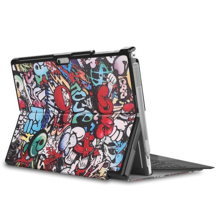 รูปแบบกราฟฟิตีสีซองหนัง PU พลิกแนวนอนสำหรับ Microsoft Surface Pro 4/5/6 12.3 นิ้วพร้อมตัวยึดและช่องเสียบปากกา, For Microsoft Surface Pro 4 / 5 / 6 12.3 inch