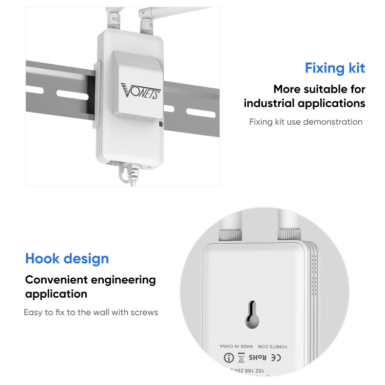 VONETS Mini Wireless Bridge 900Mbp WiFi Repeater พร้อม 2 เสาอากาศ