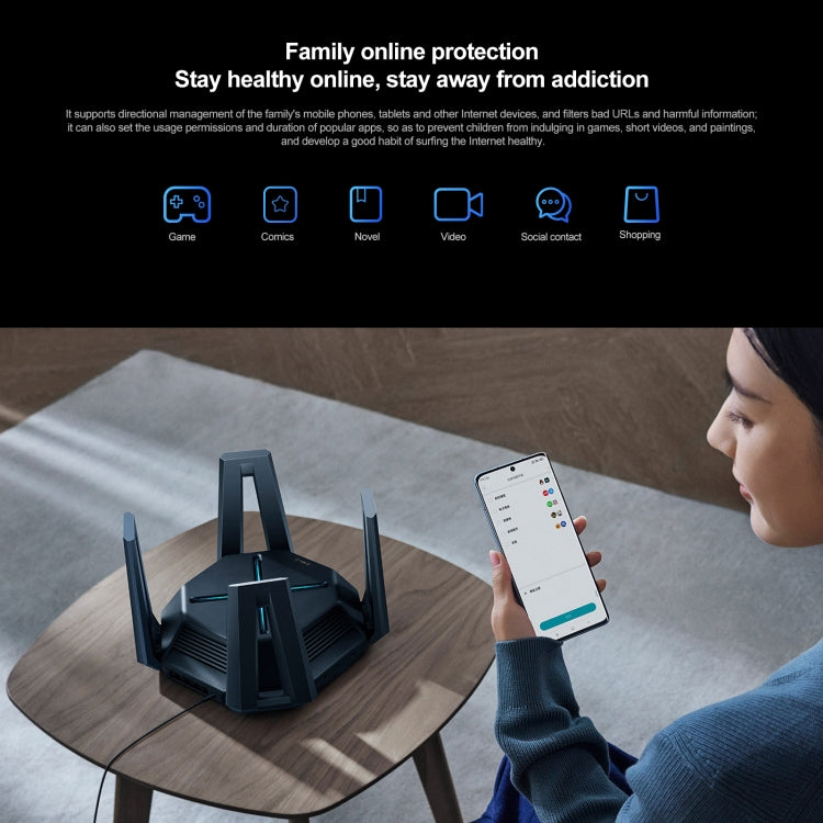 ต้นฉบับ Xiaomi WiFi Router 10 Gigabit Tri-Band Wireless Mesh Network Game Acceleration Repeater, US Plug, 10 Gigabit