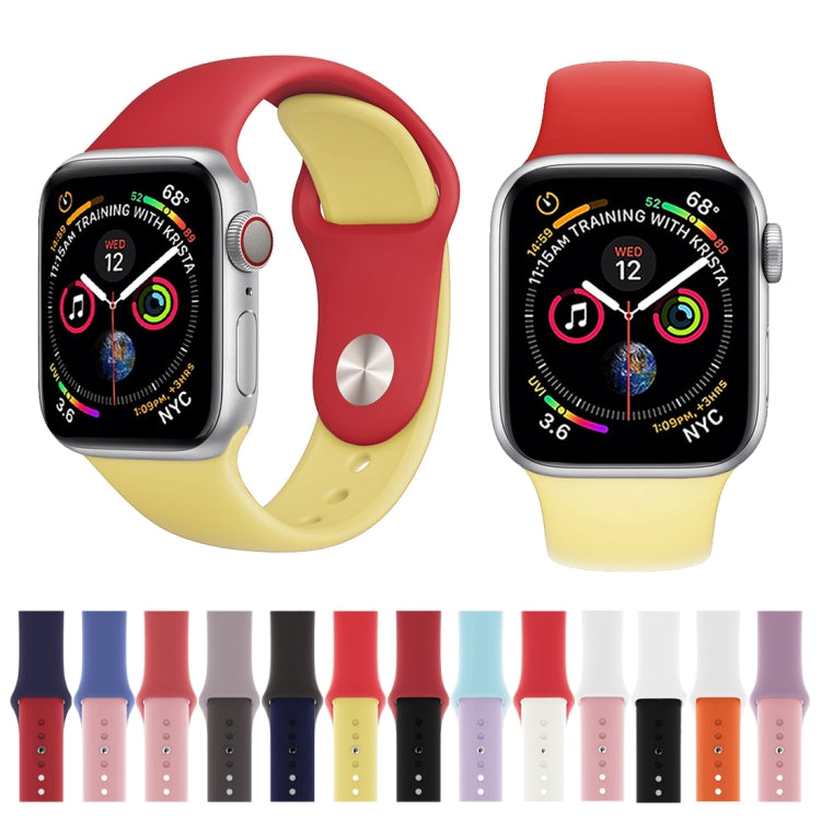 สายนาฬิกาซิลิโคนสีคู่สำหรับ Apple Watch Series 3 & 2 & 1 38 มม. (สีขาว + แดง)