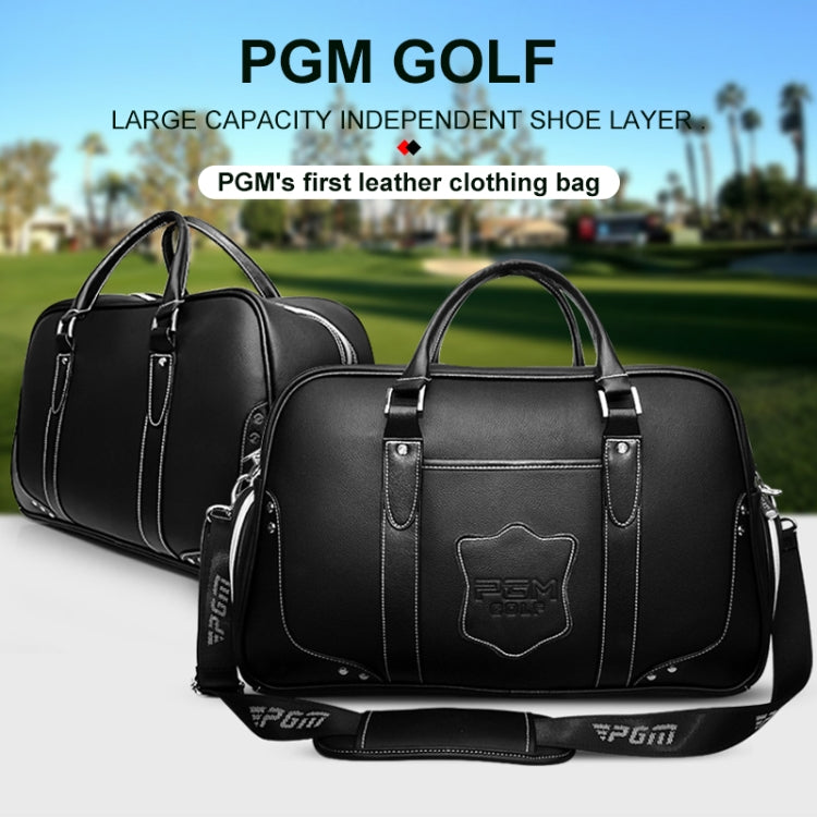 PGM Golf แบบพกพาความจุขนาดใหญ่กระเป๋าหนังแท้กระเป๋าเสื้อผ้าสำหรับผู้ชายกระเป๋ารองเท้าในตัว, YWB021
