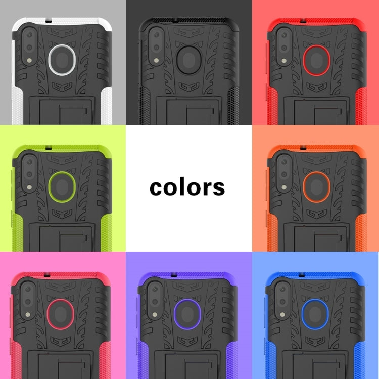 เคสกันกระแทกพื้นผิวยาง TPU + PC สำหรับ Galaxy M20 พร้อมตัวยึด, For Galaxy M20
