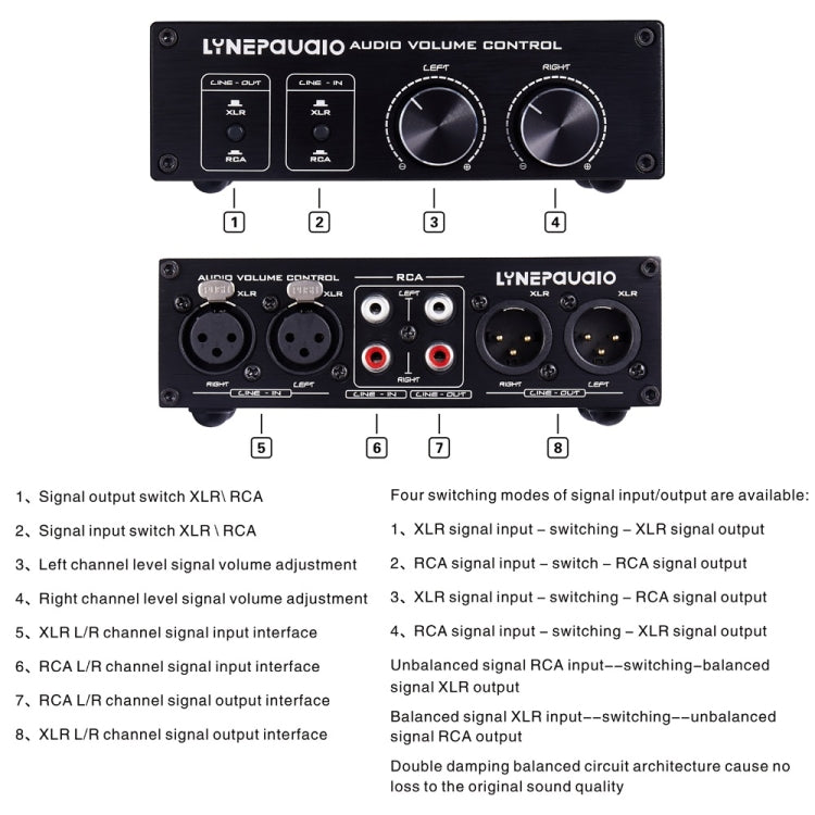 LINEPAUDIO A977 2 In 2 Out Switcher สมดุลเต็มรูปแบบ Passive Preamp Active Speaker Double Sound Source Volume Controller, A977