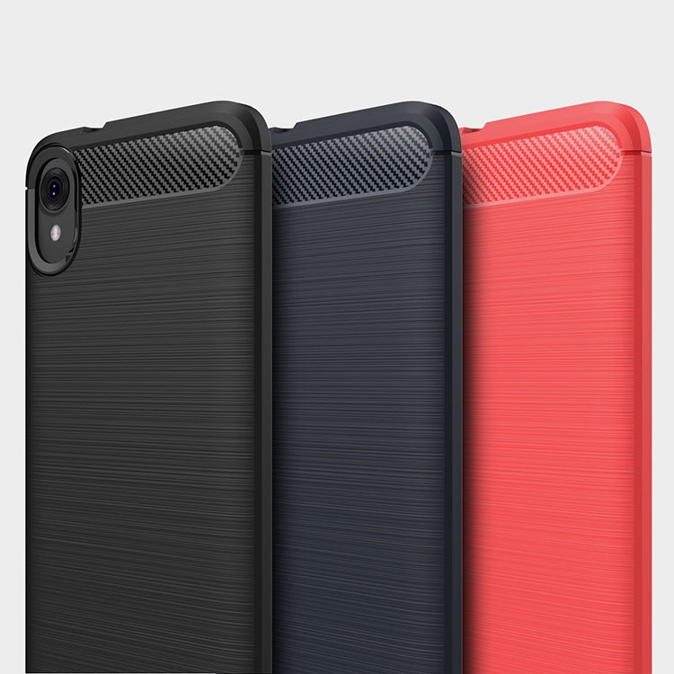 Brushed Texture Carbon Fiber เคส TPU กันกระแทกสำหรับ MOTO E6, For MOTO E6