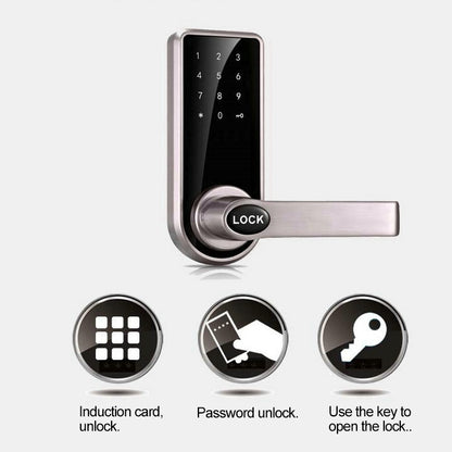OS8818 รหัสผ่าน + กุญแจ + การ์ดเซ็นเซอร์โลหะผสมสังกะสีล็อคประตูอิเล็กทรอนิกส์หน้าจอสัมผัสอิเล็กทรอนิกส์รหัสล็อค, OS8818