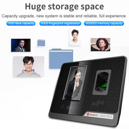 Realand G505 หน้าจอสัมผัสสี TFT ขนาด 4.3 นิ้วใบหน้าลายนิ้วมือ WiFi เครื่องบันทึกเวลาระยะไกล, G505