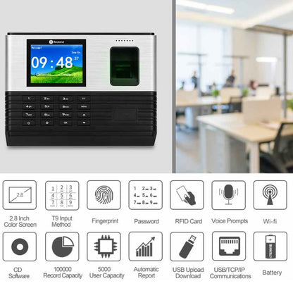 เครื่องบันทึกเวลาด้วยลายนิ้วมือ Realand AL355 พร้อมหน้าจอสีขนาด 2.8 นิ้ว และฟังก์ชันบัตรประจำตัวประชาชน และ WiFi, AL355