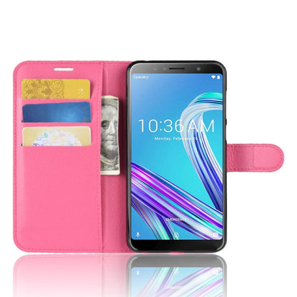 ซองหนังพลิกแนวนอนเนื้อลิ้นจี่สำหรับ Asus Zenfone Max Pro (M1) ZB601KL พร้อมกระเป๋าสตางค์และที่วางและช่องเสียบการ์ด, For Zenfone Max Pro (M1) ZB601KL