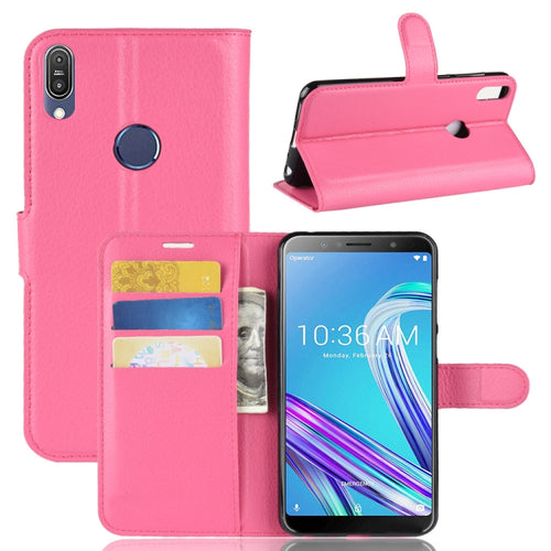 ซองหนังพลิกแนวนอนเนื้อลิ้นจี่สำหรับ Asus Zenfone Max Pro (M1) ZB601KL พร้อมกระเป๋าสตางค์และที่วางและช่องเสียบการ์ด, For Zenfone Max Pro (M1) ZB601KL