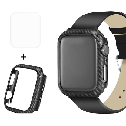 ENKAY Hat-Prince 2 in 1 คาร์บอนไฟเบอร์เนื้อ TPU เกราะกึ่งหุ้ม + 3D เต็มหน้าจอ PET โค้งงอความร้อนดัดป้องกันหน้าจอ HD สำหรับ Apple Watch Series 5 และ 4 40 มม., For Apple Watch Series 6 / 5 / 4 / Watch SE 40mm