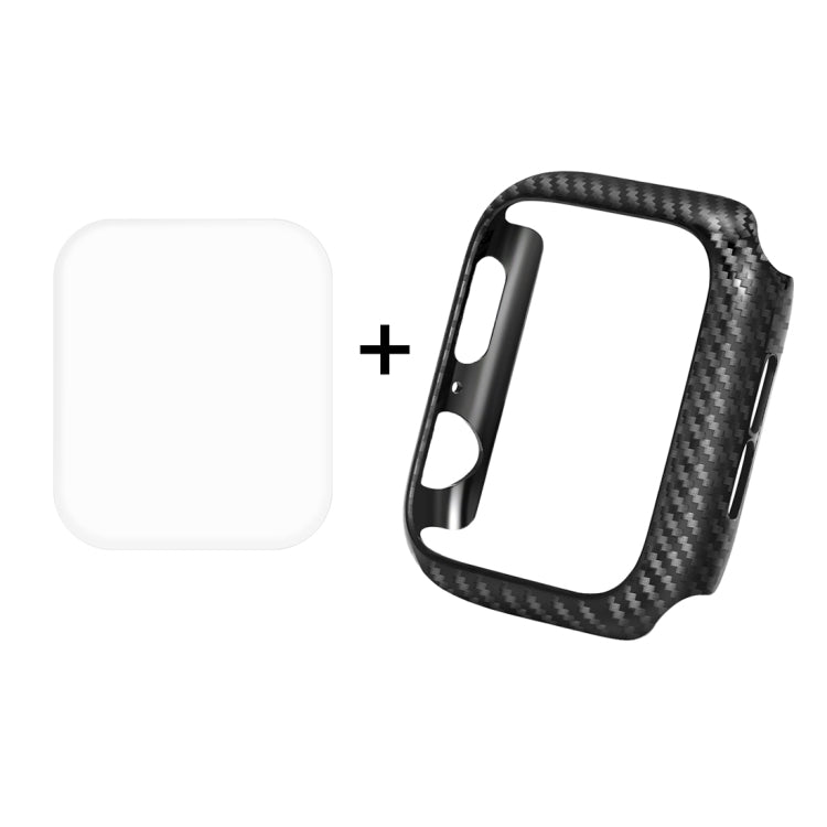 ENKAY Hat-Prince 2 in 1 คาร์บอนไฟเบอร์เนื้อ TPU เกราะกึ่งหุ้ม + 3D เต็มหน้าจอ PET โค้งงอความร้อนดัดป้องกันหน้าจอ HD สำหรับ Apple Watch Series 5 และ 4 40 มม., For Apple Watch Series 6 / 5 / 4 / Watch SE 40mm