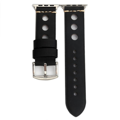 สำหรับ Apple Watch Series 7 45 มม./6 & SE & 5 & 4 44 มม./42 มม. 3 & 2 & 1 Retro Hole นาฬิกาข้อมือหนังแท้, For 42mm