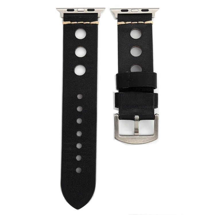 สำหรับ Apple Watch Series 7 45 มม./6 & SE & 5 & 4 44 มม./42 มม. 3 & 2 & 1 Retro Hole นาฬิกาข้อมือหนังแท้, For 42mm