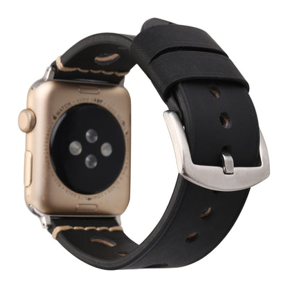 สำหรับ Apple Watch Series 7 45 มม./6 & SE & 5 & 4 44 มม./42 มม. 3 & 2 & 1 Retro Hole นาฬิกาข้อมือหนังแท้, For 42mm