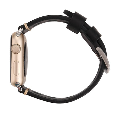สำหรับ Apple Watch Series 7 45 มม./6 & SE & 5 & 4 44 มม./42 มม. 3 & 2 & 1 Retro Hole นาฬิกาข้อมือหนังแท้, For 42mm