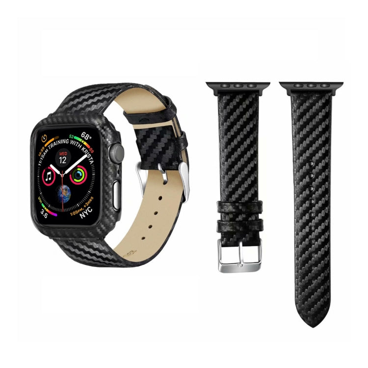 สายหนังแท้คาร์บอนไฟเบอร์สำหรับ Apple Watch Series 5 & 4 40 มม. และ Series 3 & 2 & 1 38 มม.