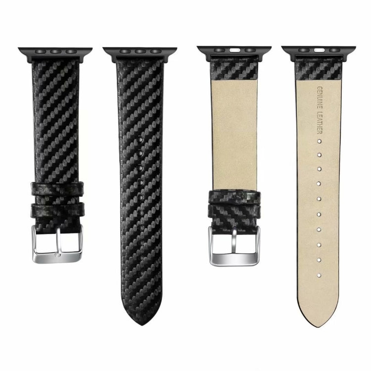สายหนังแท้คาร์บอนไฟเบอร์สำหรับ Apple Watch Series 5 & 4 40 มม. และ Series 3 & 2 & 1 38 มม.
