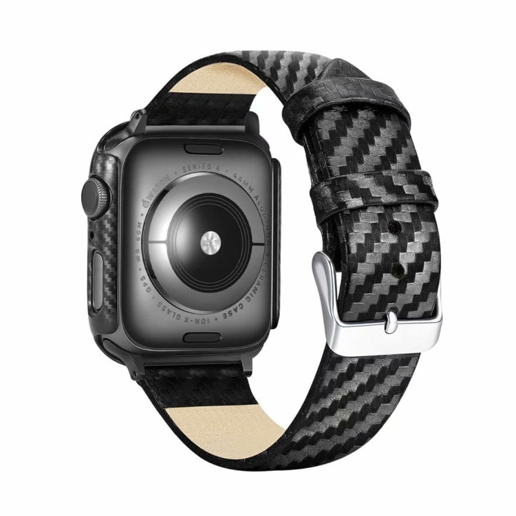 สายหนังแท้คาร์บอนไฟเบอร์สำหรับ Apple Watch Series 5 & 4 40 มม. และ Series 3 & 2 & 1 38 มม.