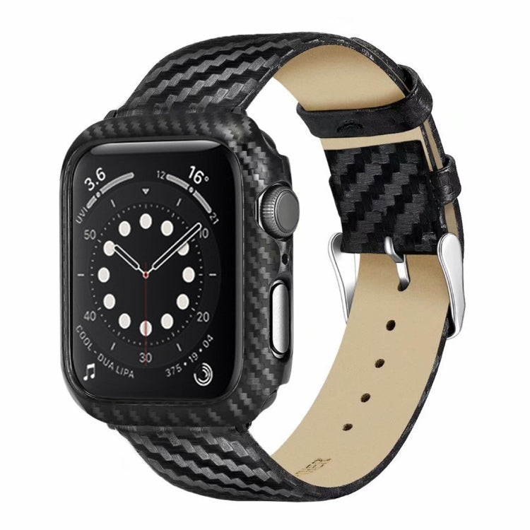 สายหนังแท้คาร์บอนไฟเบอร์ + กรอบสำหรับ Apple Watch Series 3 & 2 & 1 38mm, Apple Watch Series 3 & 2 & 1 38mm
