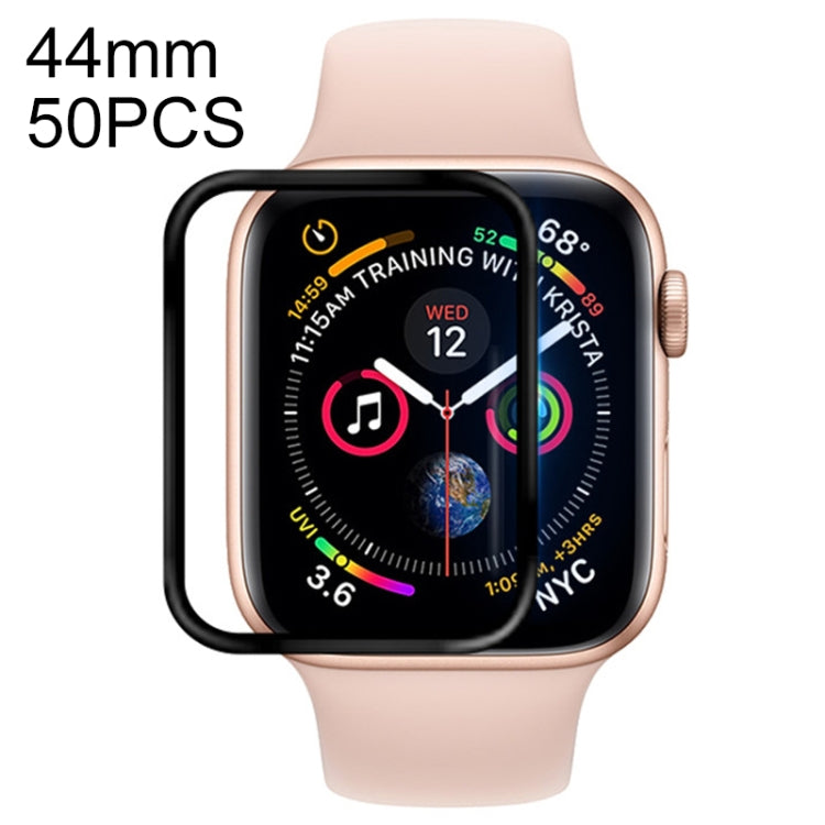 50 ชิ้นสำหรับ Apple Watch Series 5 และ 4 44 มม. ฟิล์ม PET นุ่มคลุมทั้งหมดปกป้องหน้าจอ, For Apple Watch Series 6 / 5 / 4 / Watch SE 44mm