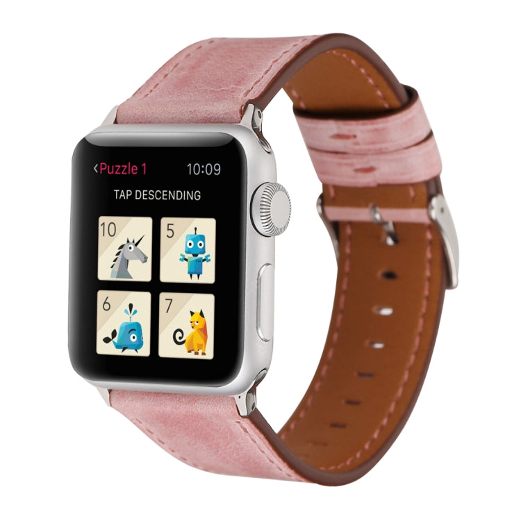 สำหรับ Apple Watch Series 8 & 7 41 มม. / SE 2 & 6 & SE & 5 & 4 40 มม. / 3 & 2 & 1 38 มม. สายนาฬิกาหนังแท้สไตล์สด, 38mm