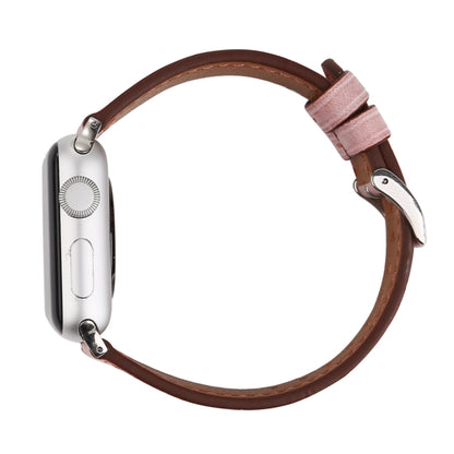 สำหรับ Apple Watch Series 8 & 7 41 มม. / SE 2 & 6 & SE & 5 & 4 40 มม. / 3 & 2 & 1 38 มม. สายนาฬิกาหนังแท้สไตล์สด, 38mm