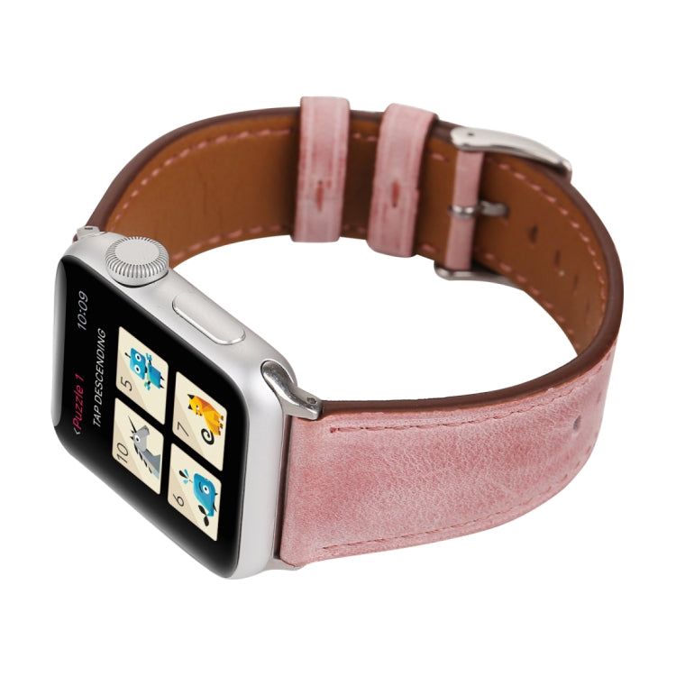 สำหรับ Apple Watch Series 8 & 7 41 มม. / SE 2 & 6 & SE & 5 & 4 40 มม. / 3 & 2 & 1 38 มม. สายนาฬิกาหนังแท้สไตล์สด, 38mm